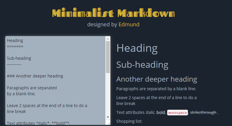 Minimalist Markdown
